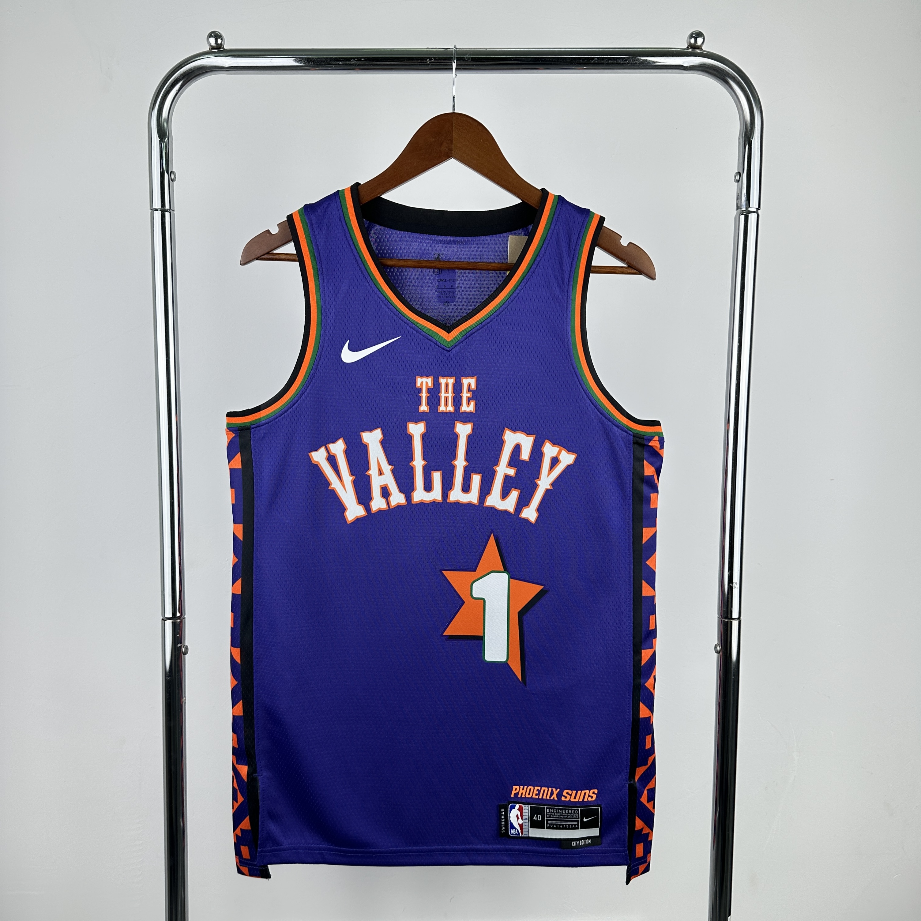 Men Phoenix Suns #1 Devin Booker Purple City Edition Season Nike 2025 NBA Jersey->phoenix suns->NBA Jersey